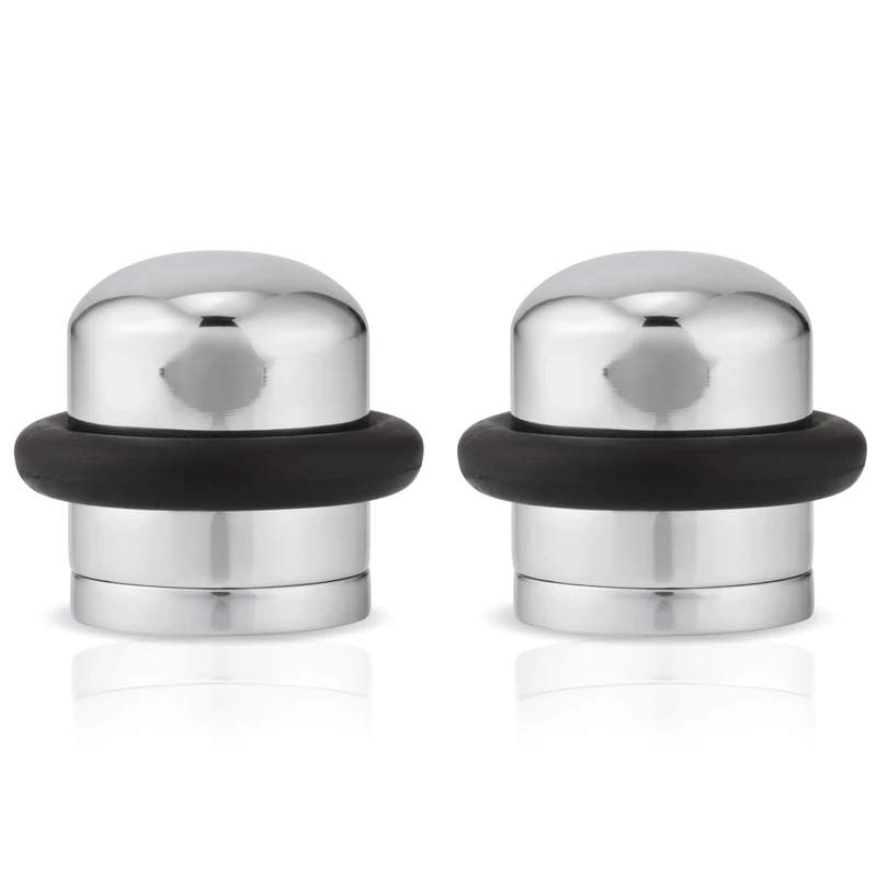 XFORT Polished Chrome Floor Mounted Door Stopper - Soundproof Door Stop with Rubber Ring to Protect Doors, Walls & Skirting - Internal and External, 2 Pack