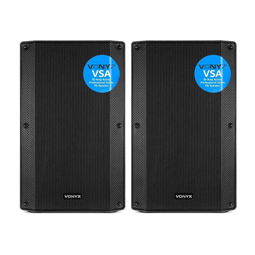 VONYX VSA12 Active PA Speaker System Pair - 1600W Bi-Amplified 12-Inch DJ Speakers with Mic, Guitar & Line Inputs, Stage Monitors & Tripod Mounting for Live Performance, Events & Parties
