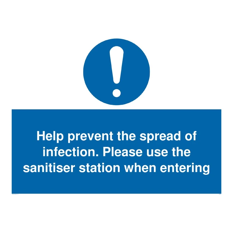 Help prevent the spread of infection. Please use the sanitiser station when entering