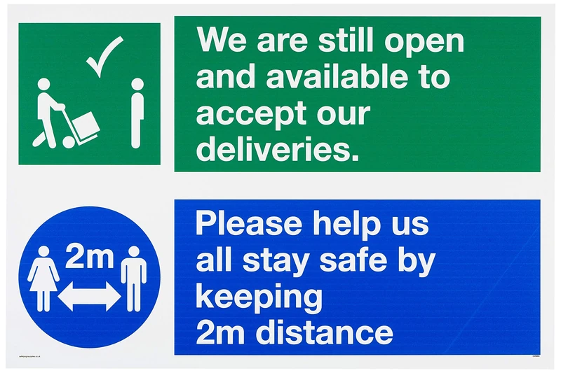 We are still open and available to accept our deliveries. Please help us all stay safe by keeping 2m