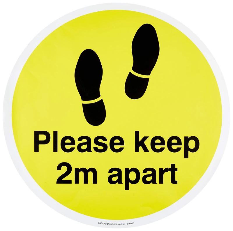 Please keep 2m apart floor graphic yellow - Image 1