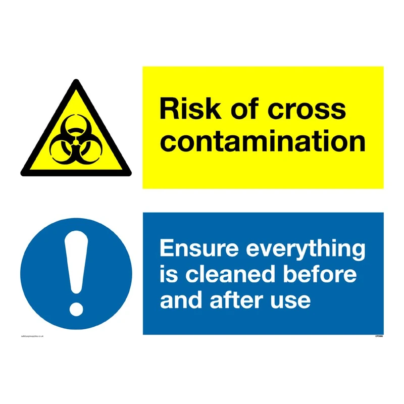Dual sign Risk of cross contamination Ensure everything is cleaned before and after use
