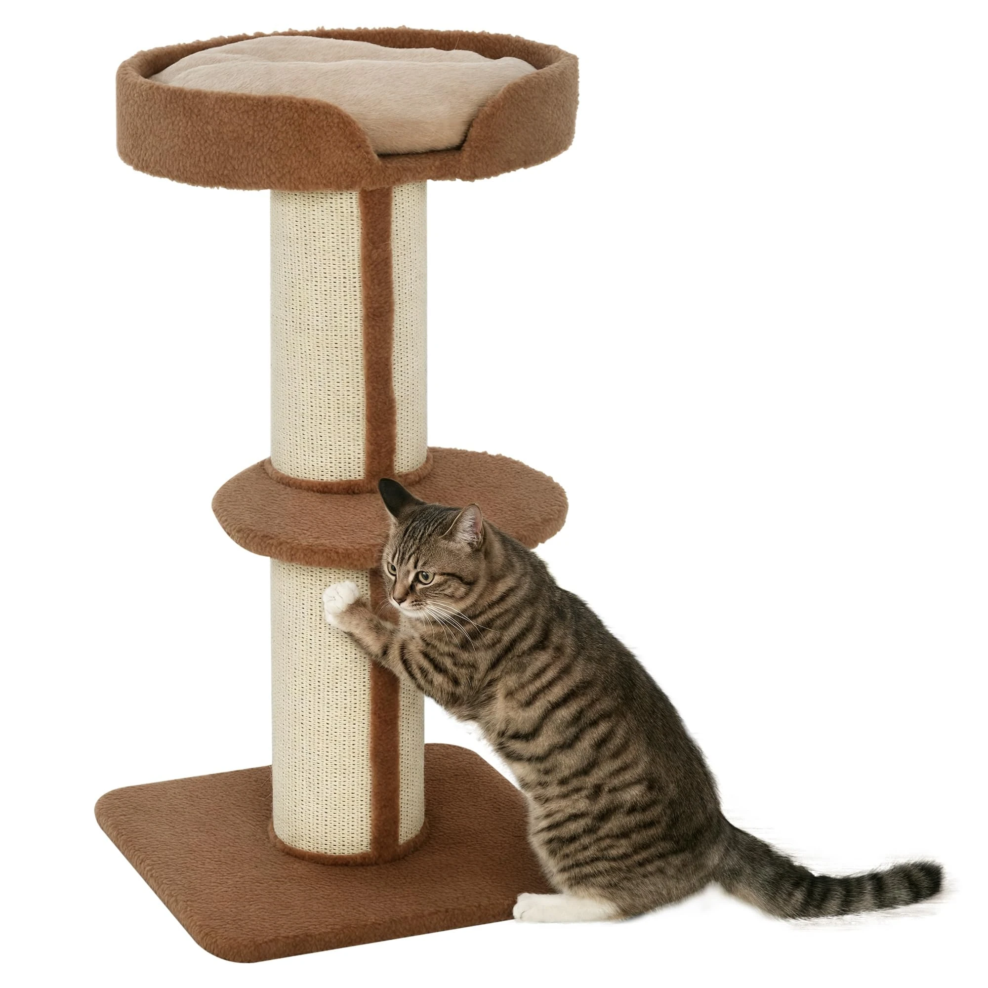 PawHut 91cm Cat Tower Scratching Posts Cat Tree for Indoor Cats Kitten Activity Centre Brown
