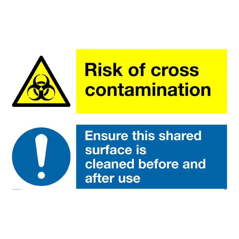 Dual sign Risk of cross contamination Ensure this shared surface is cleaned before & after use