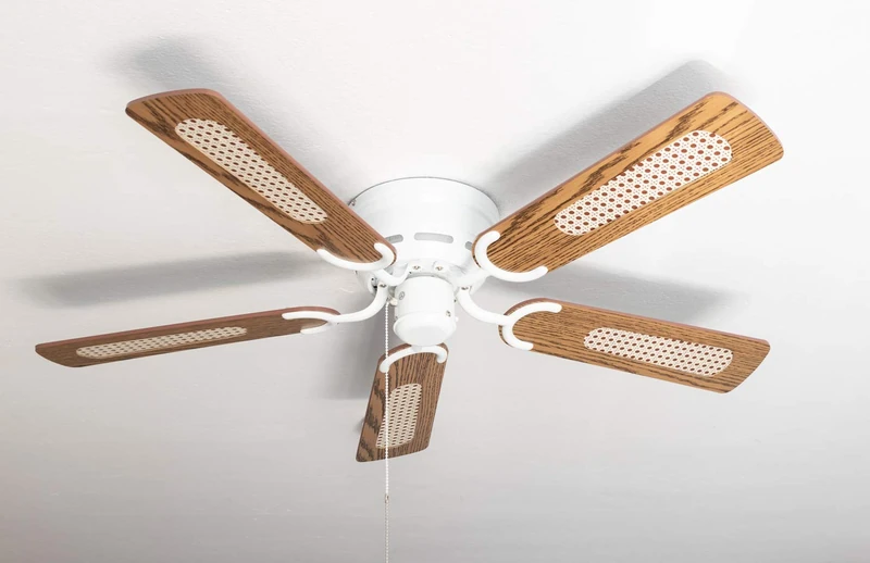 Pepeo Kisa Deluxe Ceiling Fan - White with Oak/Walnut Blades