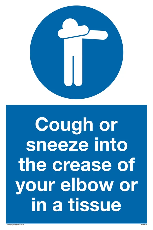 Cough or sneeze into the crease of your elbow or in a tissue - Image 1
