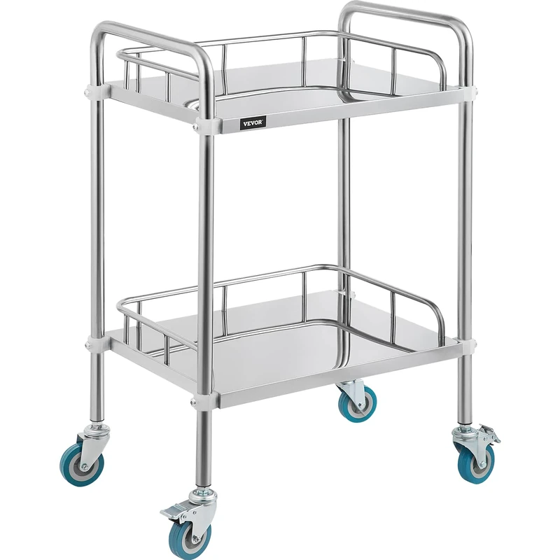 VEVOR lab cart, White, 2-Layers(80kg Weight Capacity)