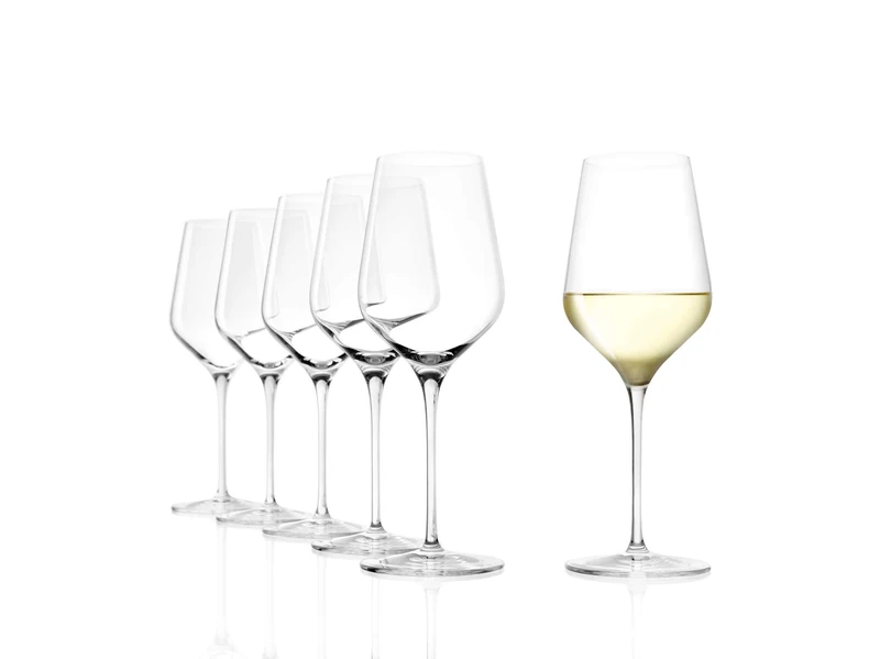 Stölzle Lausitz Starlight White Wine Glasses 410 ml I Set of 6 I Wine Glasses Dishwasher Safe I Crystal Glass I White Wine Glasses Set Shockproof I