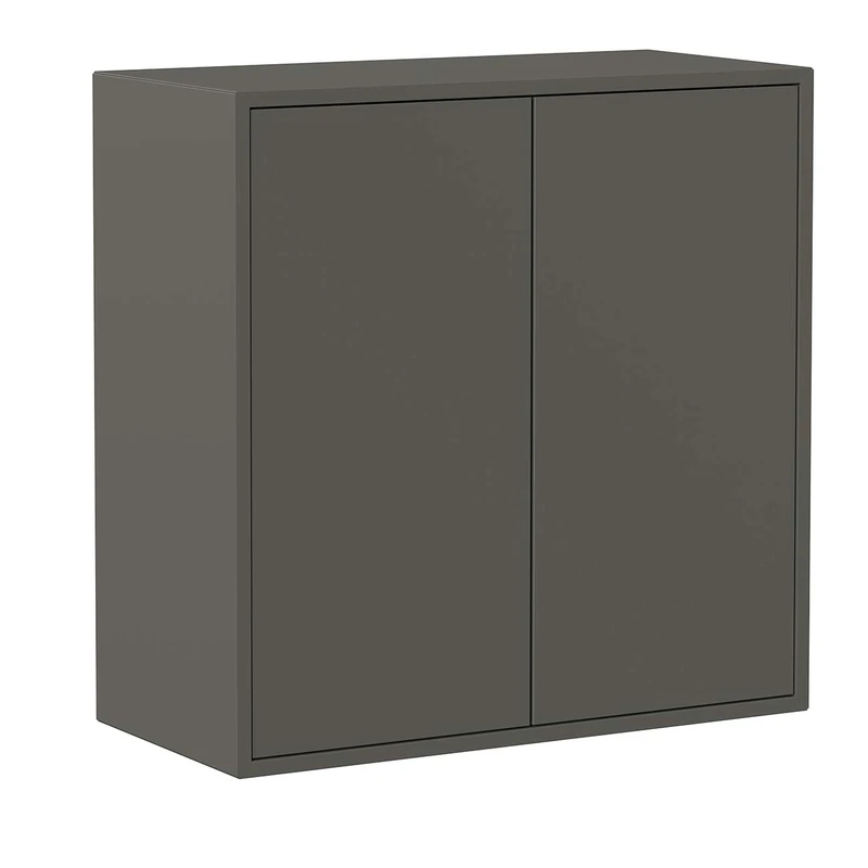 Iconic Home Wall Cube 1 Shelf with 2 Doors Pressure Opening Modern 75x35xh75 cm dark grey