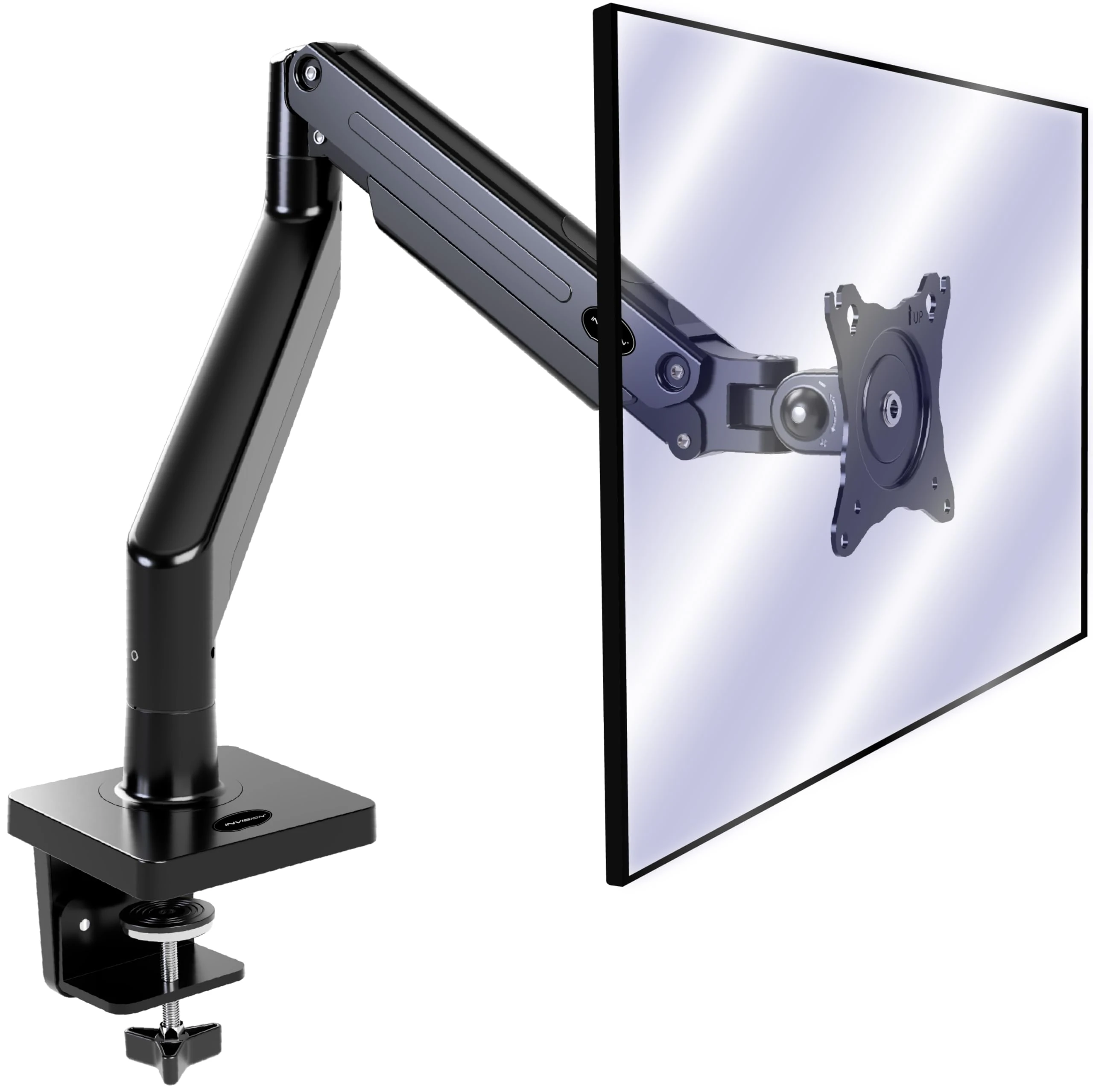 Invision Monitor Arm Bracket Mount for 24-40 Inch Screens VESA 75-100mm Ergonomic Height Adjustable Desktop Clamp Tilts Extends 2-15kg (MX450)