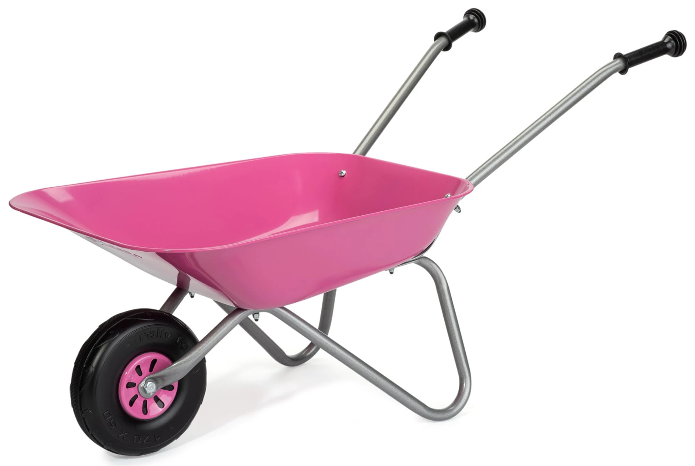 Rolly Toys Children's Wheelbarrow, Metal Bowl, Plastic Handles, max. Can Hold up to 25 kg, Pink