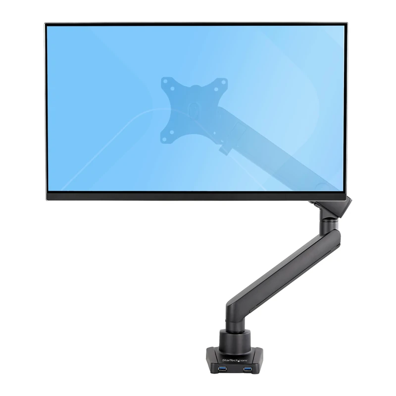 StarTech.com Desk Mount Monitor w/with 2x USB 3.0 ports for VESA Display up to 34" (17.6lb/8kg), C-Clamp/Grommet, Mechanical Spring