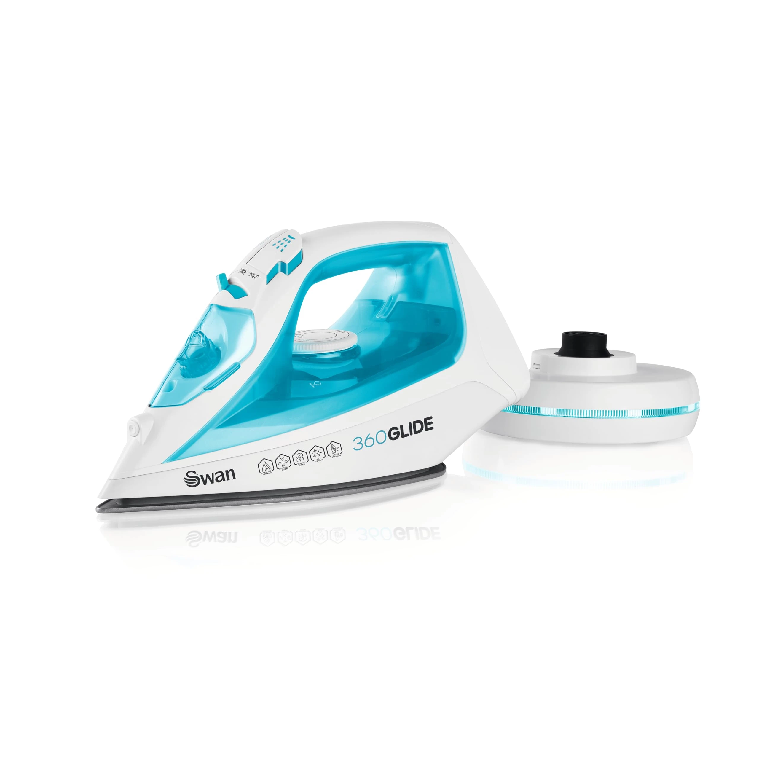 Swan SI16410N 2-in-1 Cord or Cordless Steam Press Iron, Non-Stick Ceramic Soleplate, 2800W, Blue
