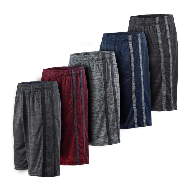 Essential Elements 5 Pack: Men's Active Performance Athletic Basketball Gym Cationic Shorts with Pockets - Multi - XX-Large