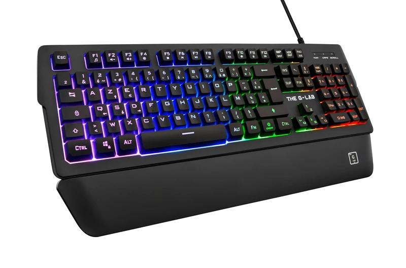 THE G-LAB Keyz Palladium Gaming Keyboard AZERTY Wired USB RGB LED Backlit Multicolor Magnetic Wrist Rest 26 Keys Anti-Ghosting Durable - PC PS4 Xbox One - Image 1