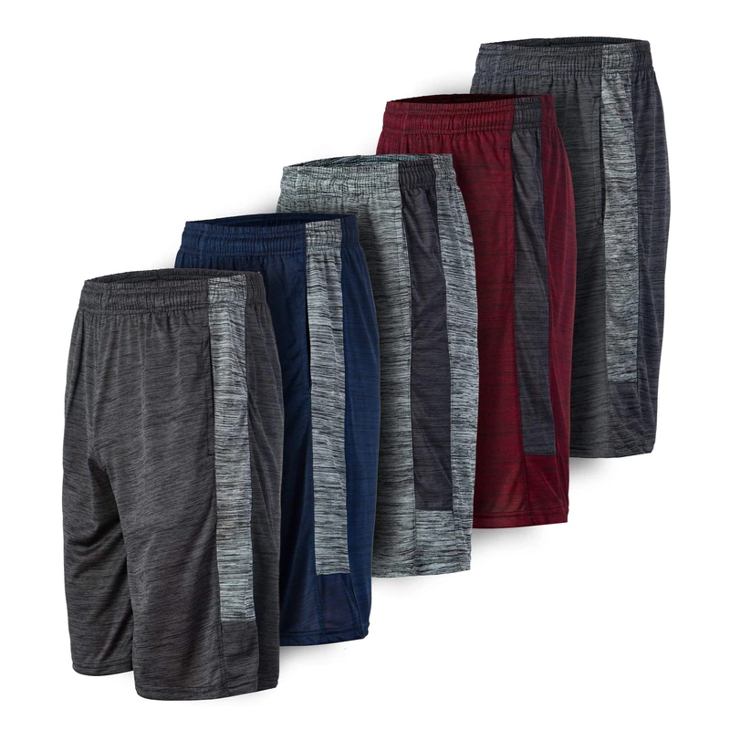 Essential Elements 5 Pack: Men's Active Performance Athletic Basketball Gym Cationic Shorts with Pockets - Multi - X-Large - Image 1