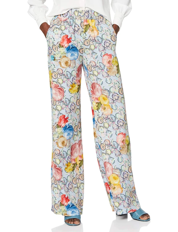 CAVALLI CLASS Women's Pantalone Palazzo Donna Suit Pants, Azzurro Lago, 14