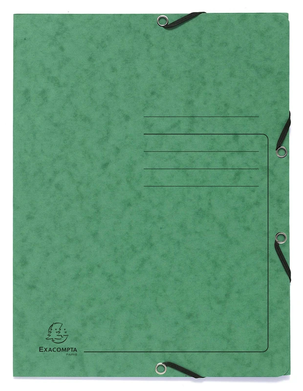 Exacompta - Ref 55403E - Elasticated 3-Flap Folder - 240 x 320mm in Size, Suitable for Storing A4 Documents, 355gsm Mottled Pressboard - Green (Pack of 25)