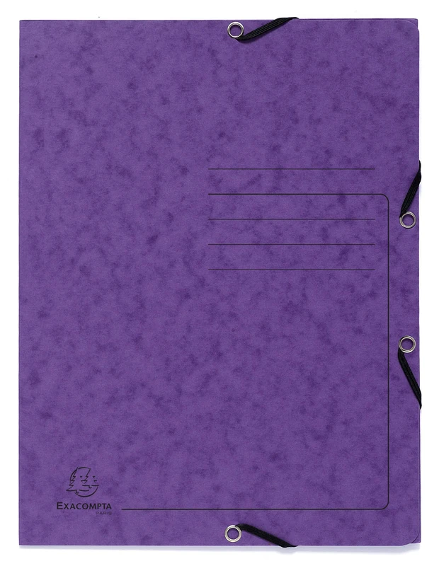 Exacompta - Ref 55408E - Elasticated 3-Flap Folder - 240 x 320mm in Size, Suitable for Storing A4 Documents, 355gsm Mottled Pressboard - Violet (Pack of 25)