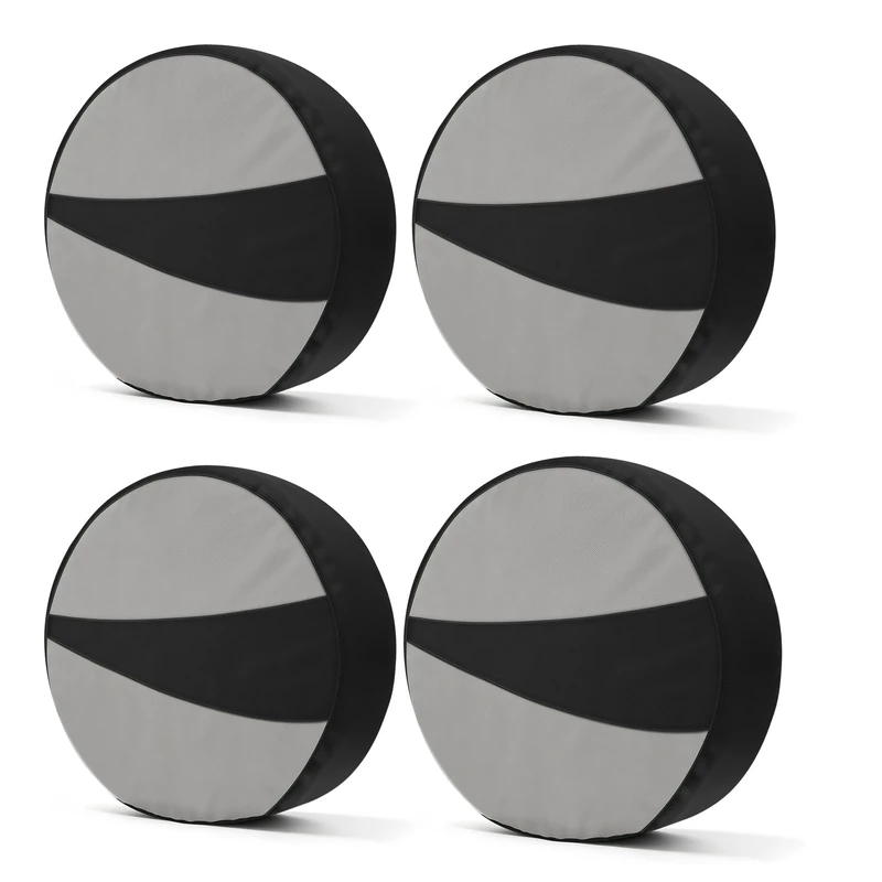 Explore Land Tire Covers 4 Pack - Tough Tire Wheel Protector For Truck, SUV, Trailer, Camper, RV - Universal Fits Tire Diameters 32-34.75 inches (Black & Gray)