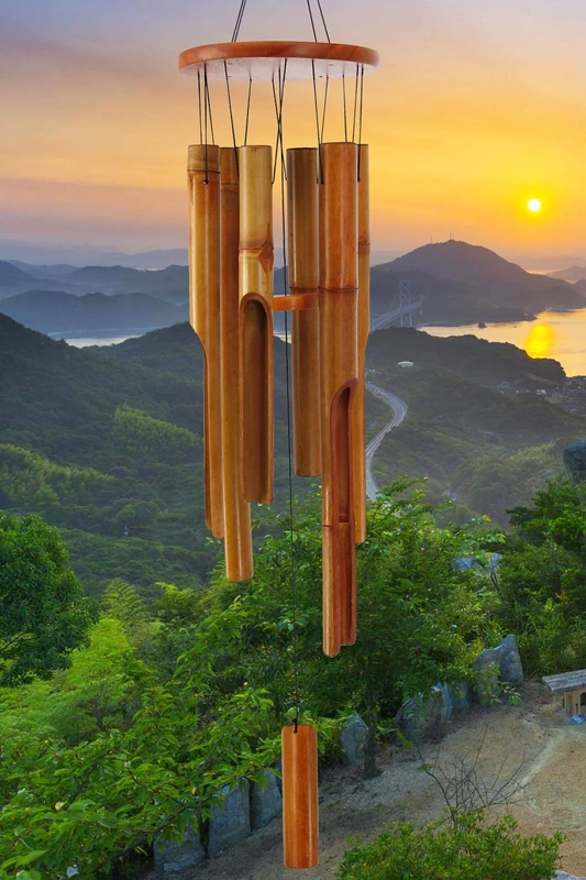 Bamboo Wind Chimes Outdoor,Wooden Wind Chimes for Outside with Melody Deep Tone,38" Classic Zen Garden Windchime for Relaxation, Grace.Home Décor for Patio, Garden or Indoor - Image 1