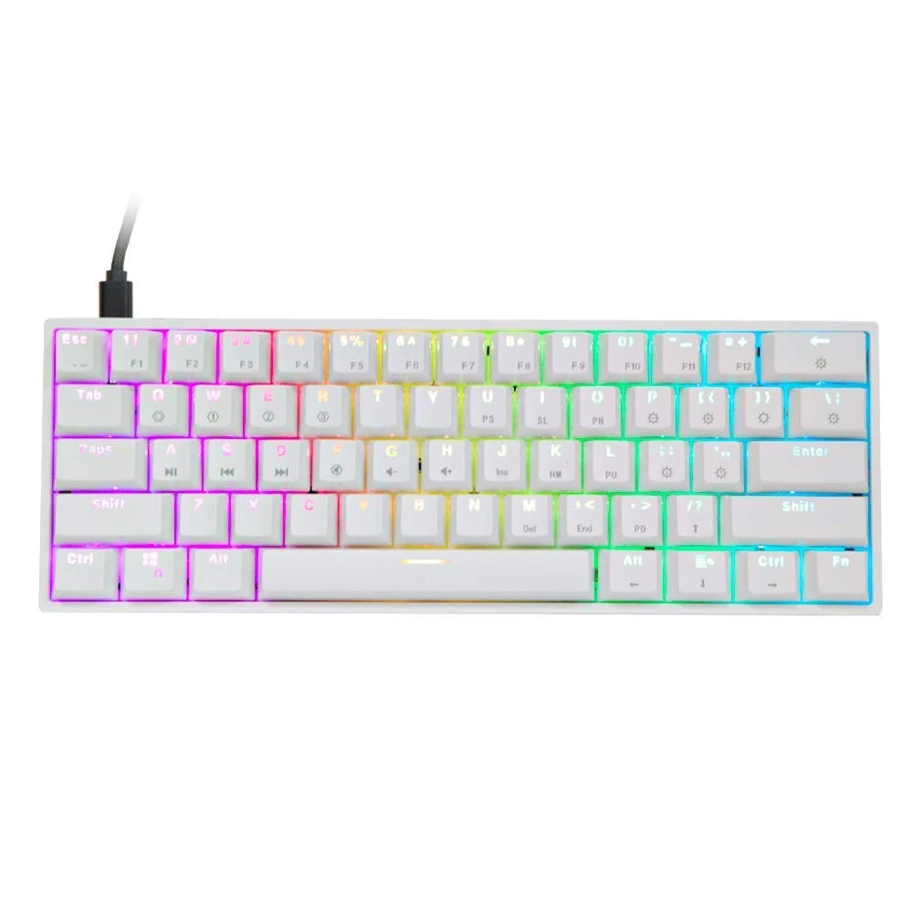 EPOMAKER SKYLOONG GK61 SK61 Gaming Keyboard, 60% Optical Keyboard with 1ms Latency, Shine-Through RGB Backlight, Hot-Swappable & Programmable for WIN/MAC (White, Gateron Optical Black)