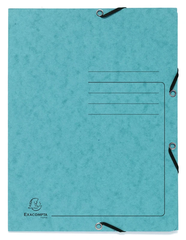 Exacompta - Ref 55422E - Elasticated 3-Flap Folder - 240 x 320mm in Size, Suitable for Storing A4 Documents, 355gsm Mottled Pressboard - Turquoise (Pack of 25)