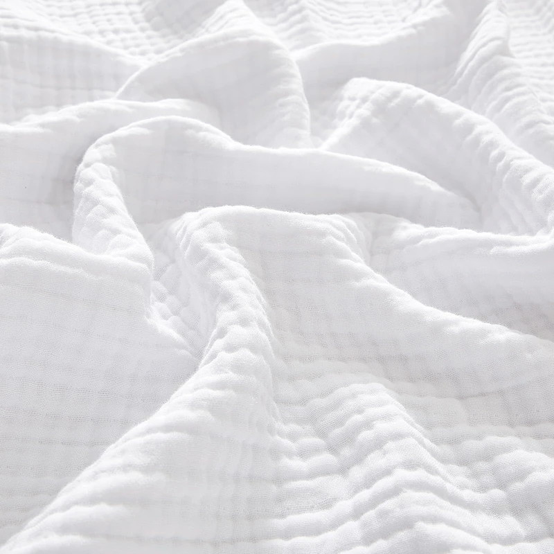 PHF 100% Cotton Muslin Blanket King Size 108" x 90", 4-Layer Lightweight and Breathable Blanket for Summer, Luxuriously Soft Gauze Bedding for Bed, Natural Minimalism Style, White