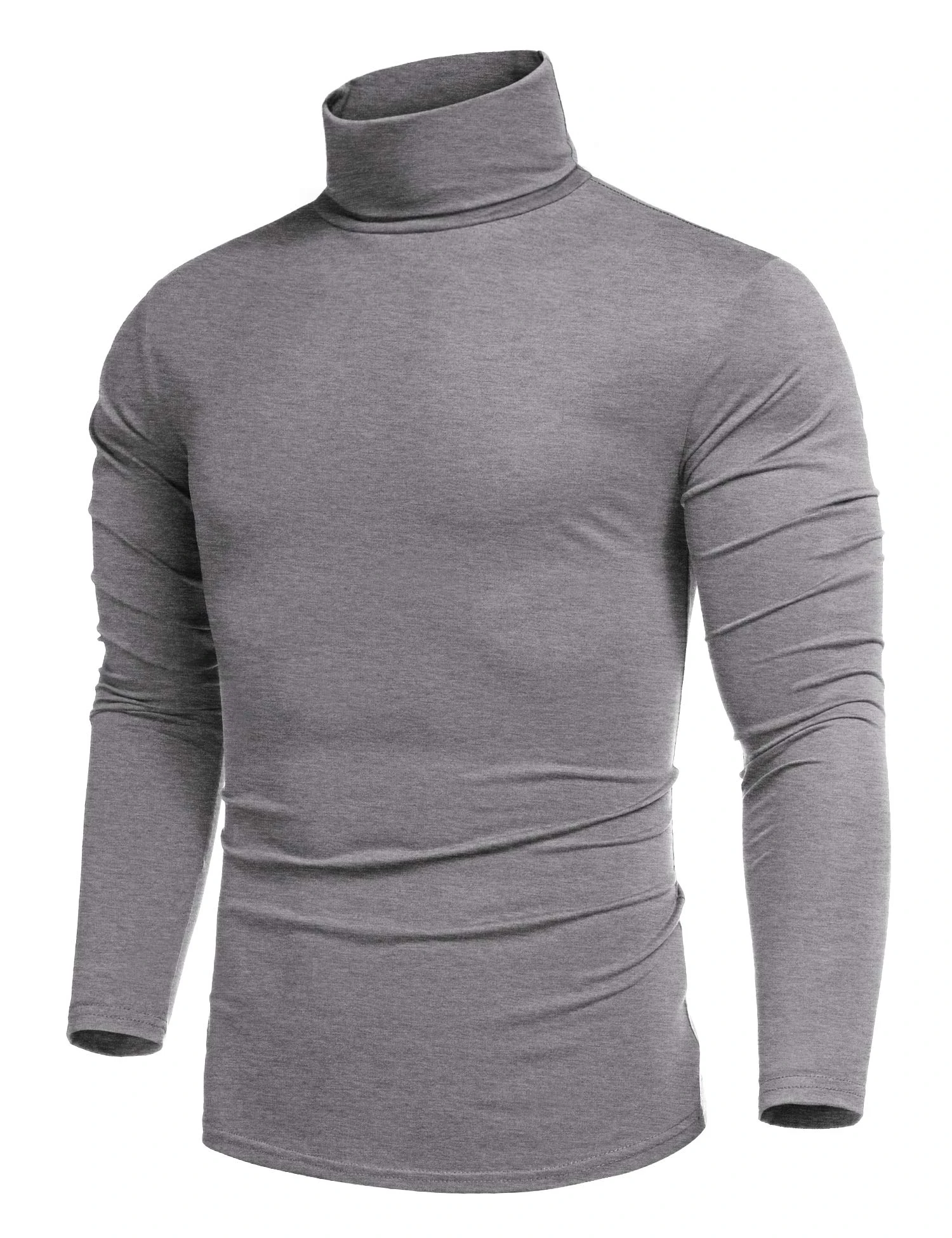 Coofandy Men's Slim Fit Basic Turtleneck T-Shirts, Casual Knitted Jumper, 01-Grey, 3XL