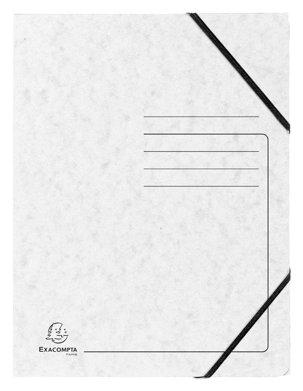 Exacompta - Ref 55406E - Elasticated 3-Flap Folder - 240 x 320mm in Size, Suitable for Storing A4 Documents, 355gsm Mottled Pressboard - White (Pack of 25)