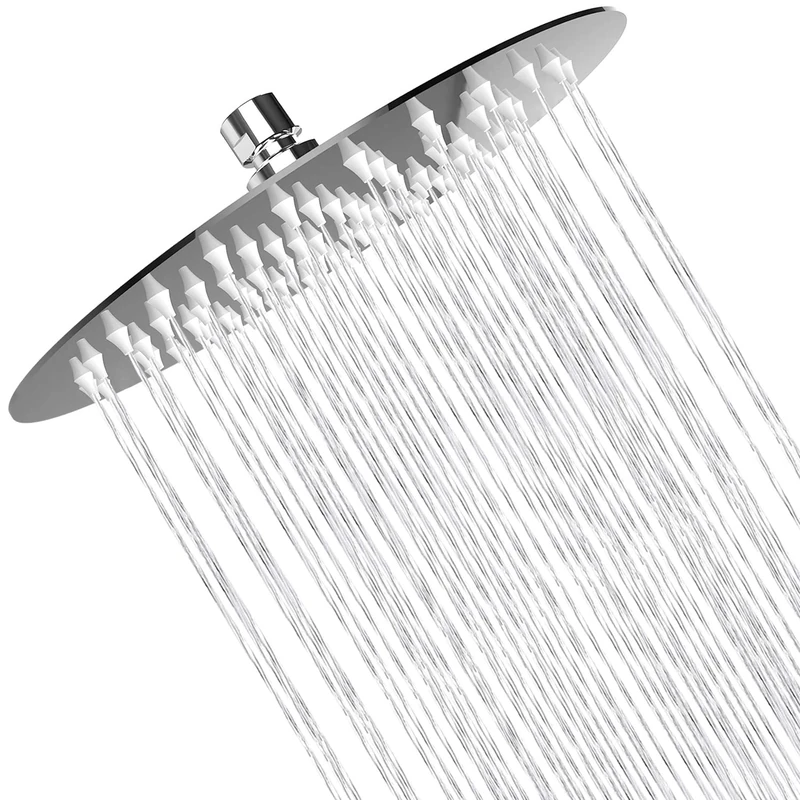 Rain Shower Head High Pressure, WOOPHEN 6 Inch 304 Stainless Steel Rainfall Showerhead, Mirror-Like Look, Swivel Spray Angle, Voluptuous Shower Experience, Easy Installation, Chrome Finish