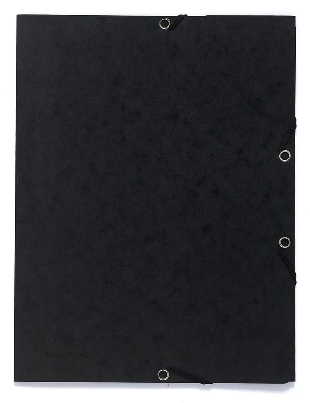 Exacompta - Ref 55401E - Elasticated 3-Flap Folder - 240 x 320mm in Size, Suitable for Storing A4 Documents, 355gsm Mottled Pressboard - Black (Pack of 25)