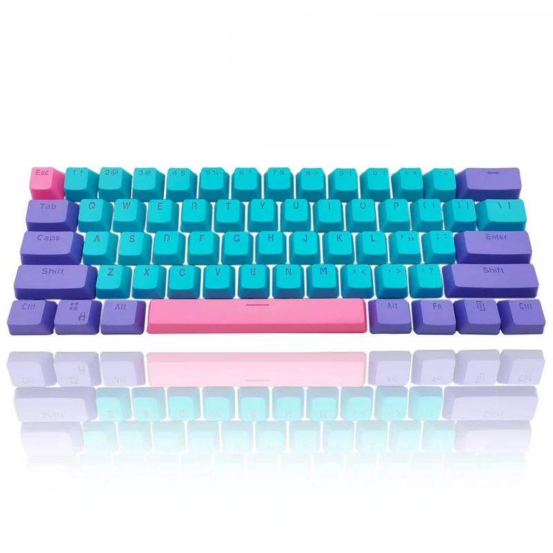 GTSP 61 Keycaps 60 Percent Mechanical Gaming Keyboard - OEM Profile RGB PBT Set with Key Puller for Cherry MX Switch GK61/RK 61/Anne Pro 2/Joker (Keycaps Only) Blue
