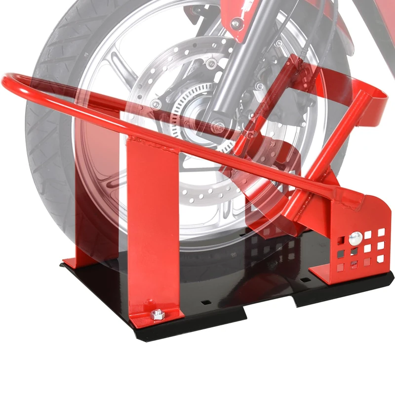 HOMCOM Motorcycle Wheel Chock 8-15.5 cm Metal Motorbike Holder Pre-Drilled Holes for Truck and Trailer