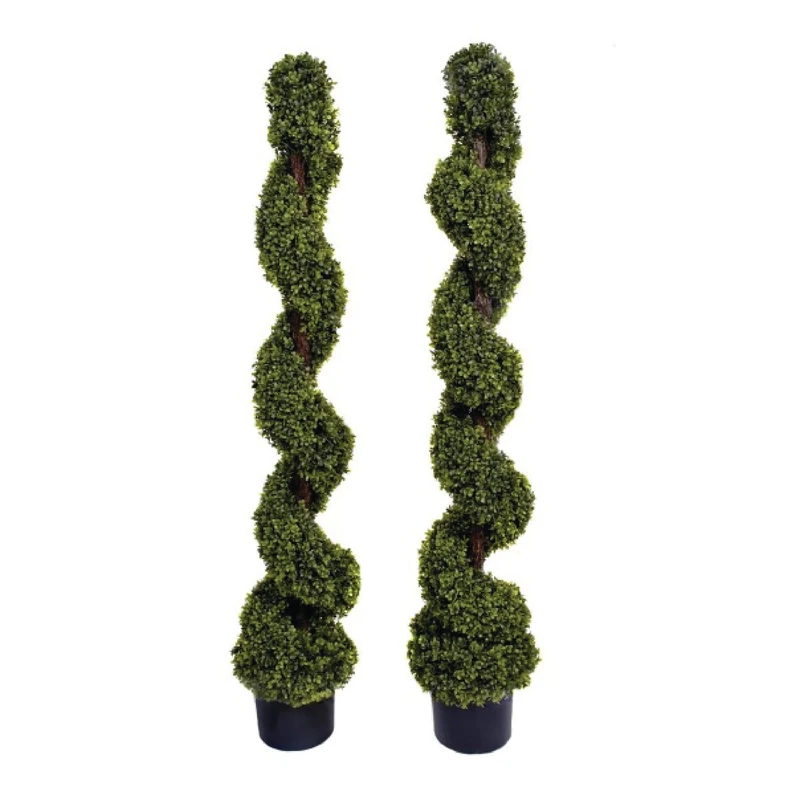 2 x GreenBrokers Artificial Spiral Boxwood Topiary Trees 5ft/150cm