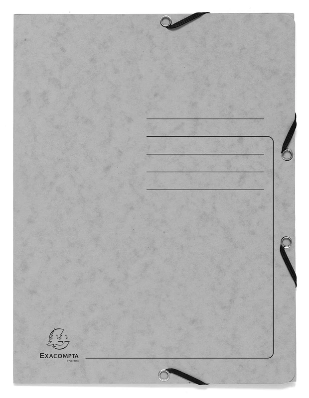 Exacompta - Ref 55423E - Elasticated 3-Flap Folder - 240 x 320mm in Size, Suitable for Storing A4 Documents, 355gsm Mottled Pressboard - Grey (Pack of 25)