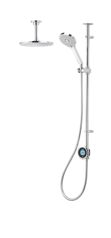 Aqualisa Optic Q smart shower (exposed) with adjustable handset and fixed ceiling head - for high pressure/combination boiler systems - Image 1