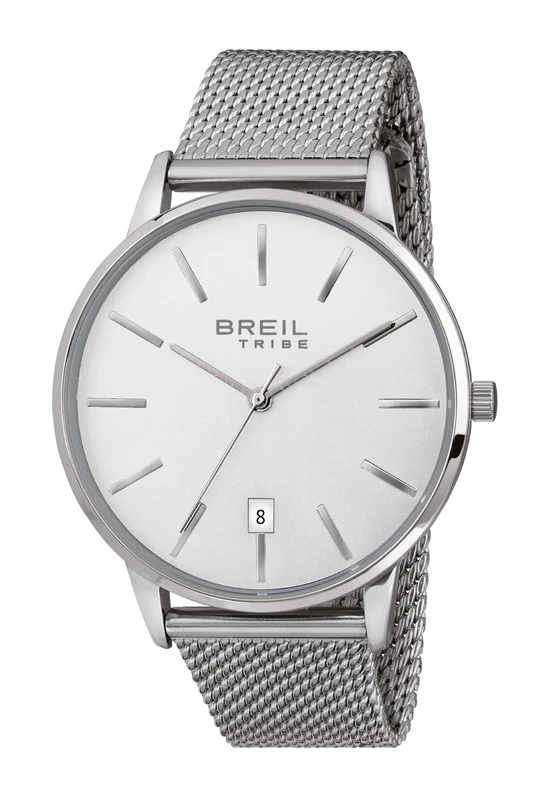 Breil - Men's Watch Avery Collection EW0493 - Men's Watch Gent with Analogic White Dial - VJ52 TIME Module Movement - 3H Quartz - Stainless Steel Mesh Watch Band