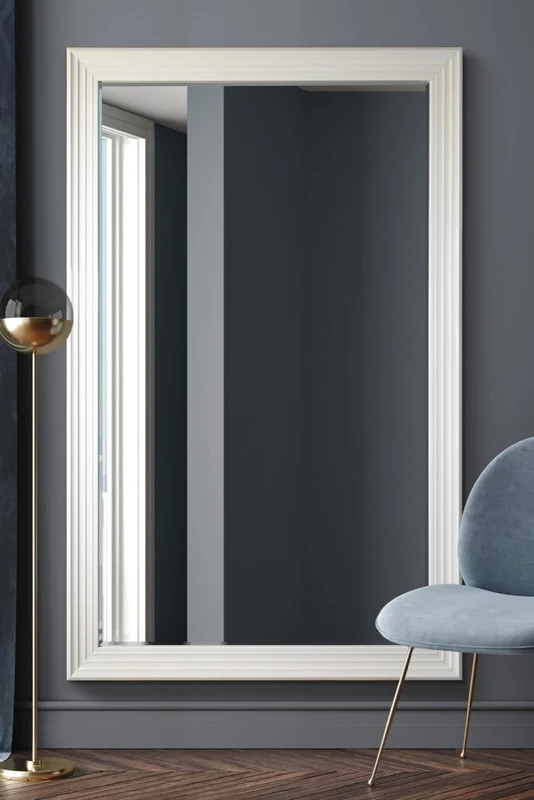 MirrorOutlet Modern White Wall Mirror - Large Size, Rectangular Decorative For Lounge, Dining Room, Bathroom Bedroom, and More - 5ft6X3ft6 1672mm X 1060mm (31mm deep) LG517