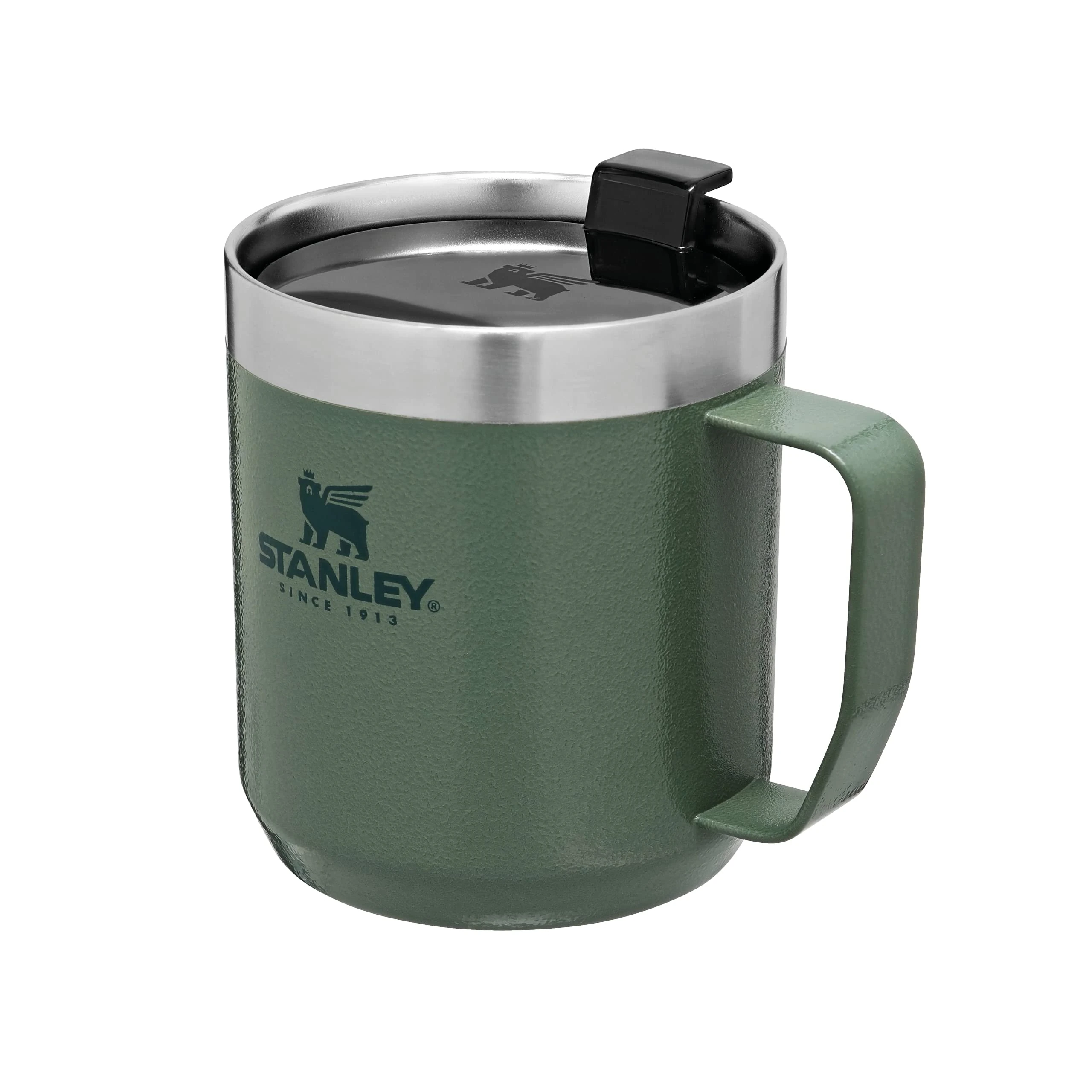 STANLEY Classic Legendary Camp Travel Mug 0.35L - Keeps 1.5 Hours Hot - 3 Hours Cold - Dishwasher Safe - Stainless Steel Coffee Cup - BPA-Free - Hammertone Green