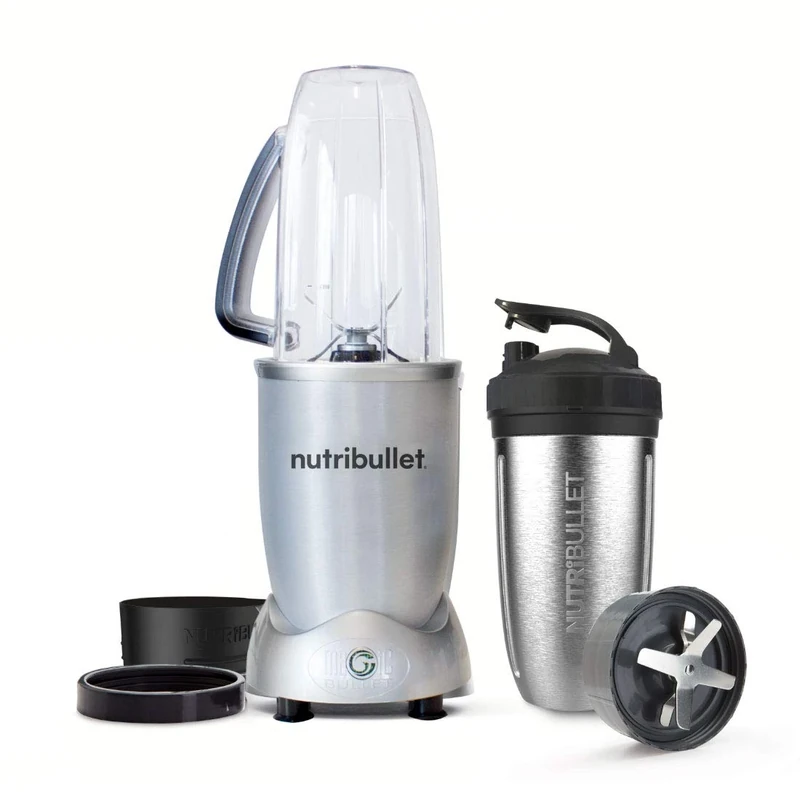 nutribullet 1200 8 Piece Set - 1200W Extraction - Blends Frozen Fruit, Nuts & Ice - Includes 1x 900ml Insulated Steel Cup, 1x 900ml Colossal Cup, 2x Handled Rings & 2 Lids - Blender & Smoothie Maker