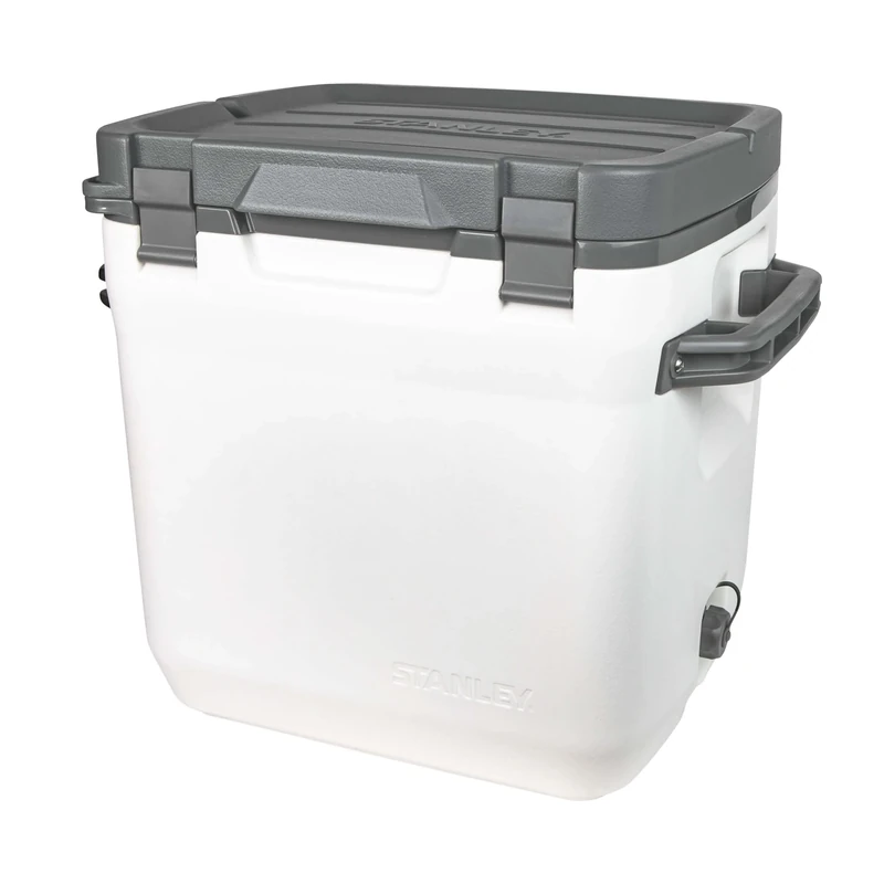 Stanley 1913 Adventure Outdoor Cooler 28.3L - Ice Cold For 4 Days - Holds 40 Cans - BPA-Free - Heavy Duty Camping Cooler Box Doubles as Seat - Rugged Travel Coolbox - Polar White