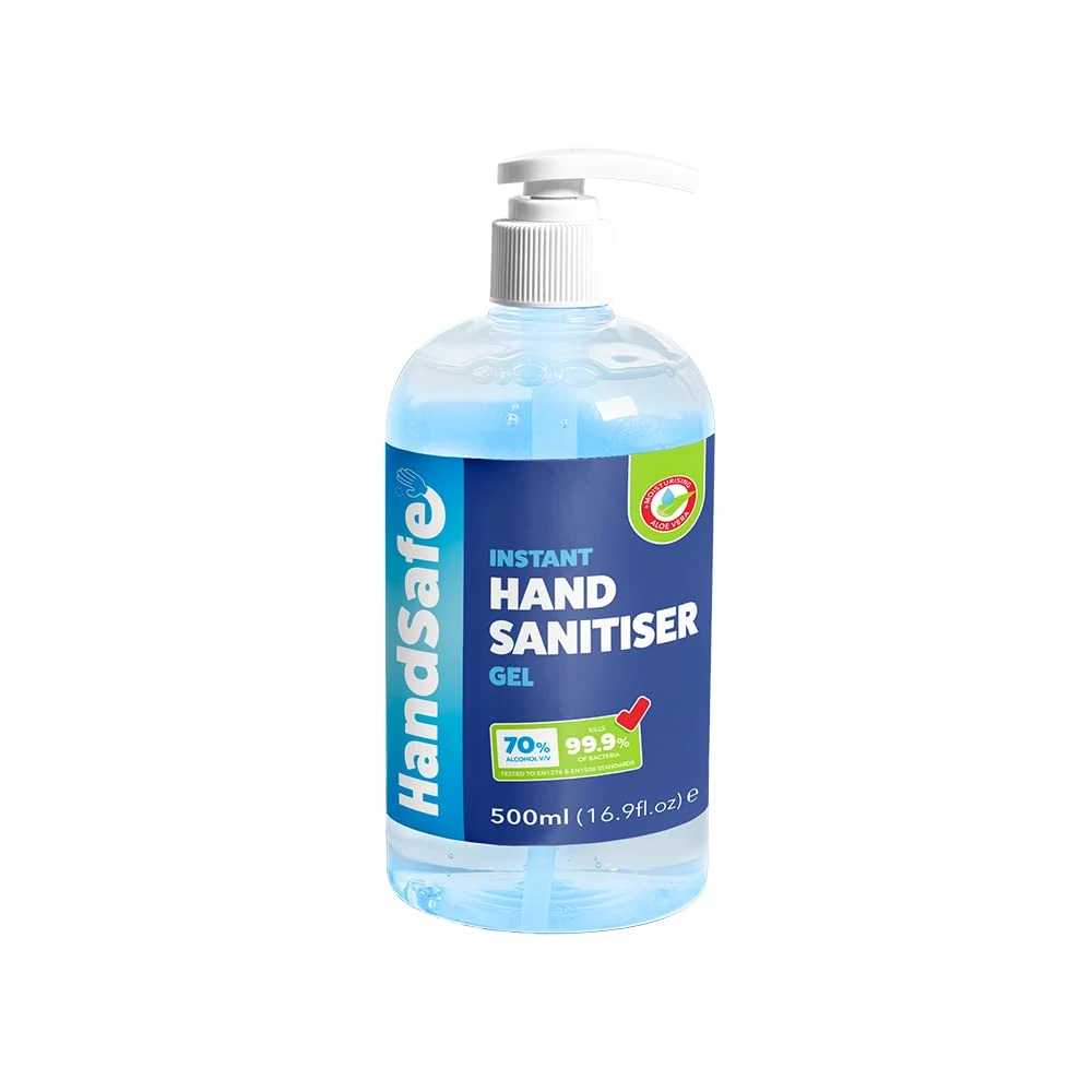 Handsafe - 500ml Hand Sanitiser Gel, Kills 99.9%+ of Bacteria & Viruses, 70% Alcohol Based, Medical Grade, Anti Bacterial Fast Acting Formula