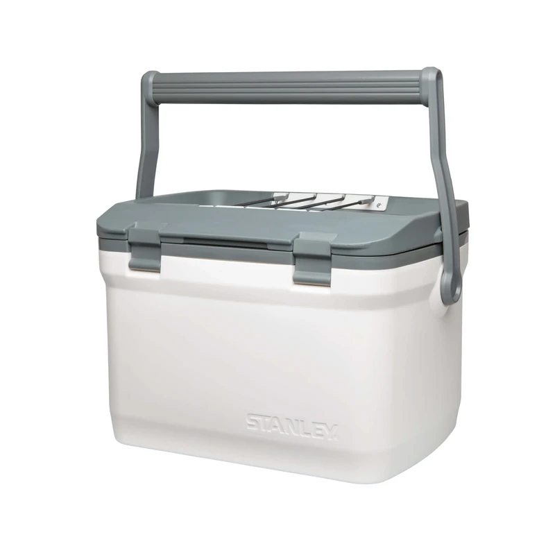 Stanley 1913 Adventure Outdoor Cooler 15.1L - Ice Cold For 36 Hours - Cool Box - BPA-Free - Chest Cooler - Heavy Duty Camping Box Doubles as Seat - Rugged Travel Coolbox - Leakproof - Polar White