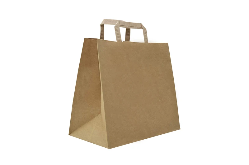 Carte Dozio S.r.l. Kraft Shopper with Square Bottom, Havana, Flat Handle, 27 cm + 17 x 29 cm, 300 Pieces