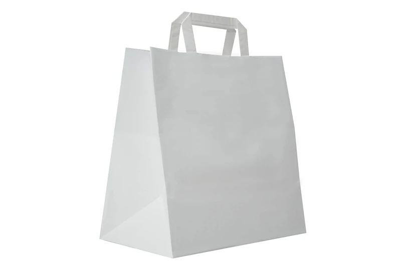 Carte Dozio Kraft Shopper with Square Bottom, White Color, Flat Handle, f.to cm 27+17x29, cf 300 pcs