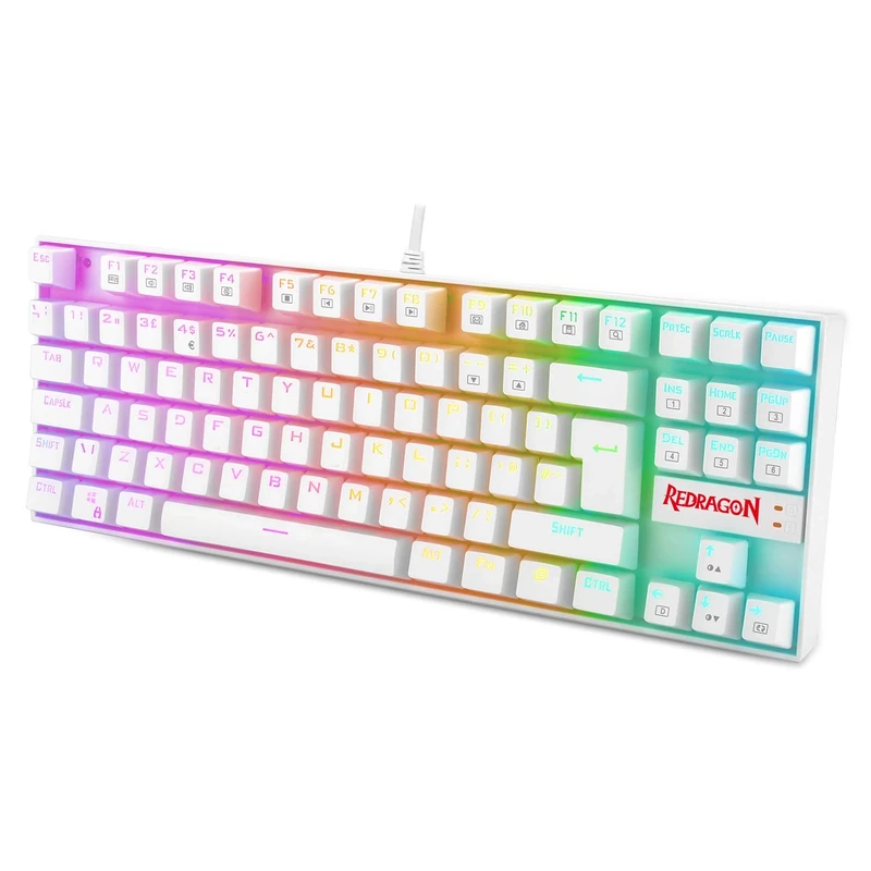 Redragon K552 60% Mechanical Gaming Keyboard RGB Backlit Wired with Red Switches for Windows Gaming PC, UK QWERTY (White)