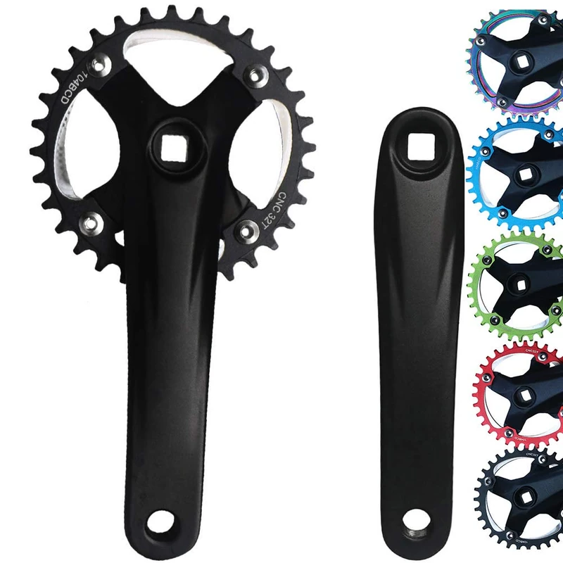 GANOPPER 32T Square Taper Crankset Single Speed Road Bike Crank Set 104 BCD 32 T Mountain Bike 170mm Crankset for MTB 9 10 11 Speed Crankset