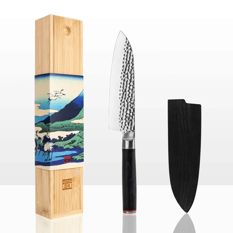 KOTAI | Chef's Santoku Knife | Professional Kitchen Knife | 18 cm Blade | Hand Sharpened | Ultra-Sharp 440C Japanese Stainless Steel | Pakkawood Handle | Full Hidden Tang