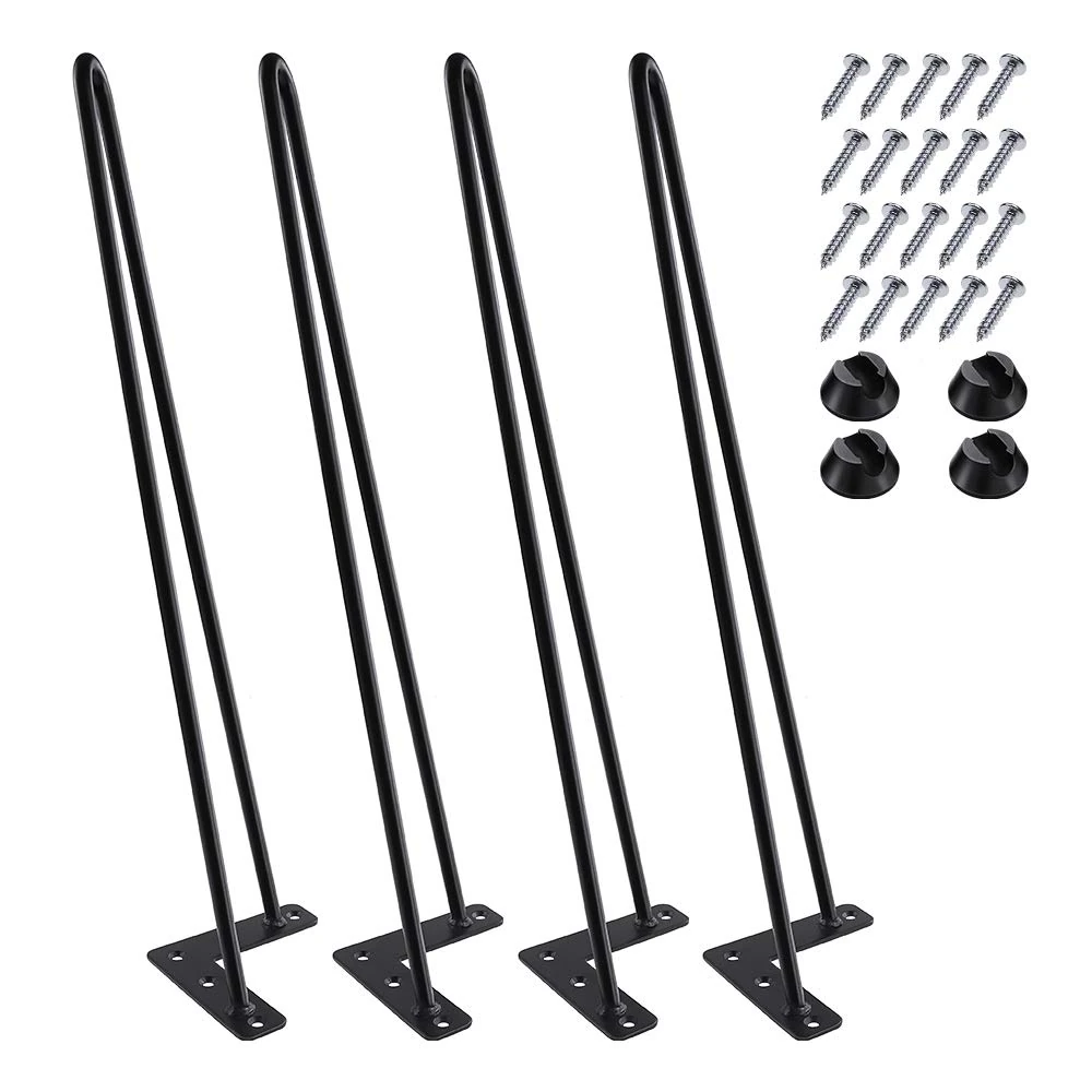 MSOBAIW 20" Hairpin Legs Set of 4, DIY Metal Table Furniture Legs Ideal for Dining Table, Desk, 3/8" Diameter Mid Century Modern Style (20", Black)